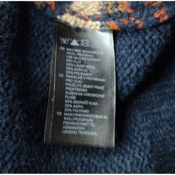 H&M Lambswool Blend Men's Shawl Cardigan Sweater Size M Toggle Boho Grandpa - Picture 9 of 9